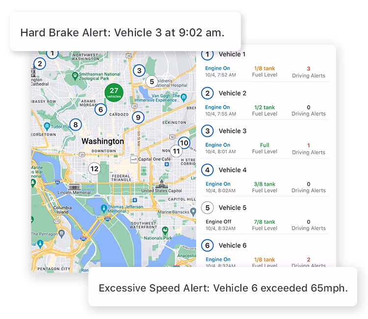 Alarm.com vendor screenshot of fleet management